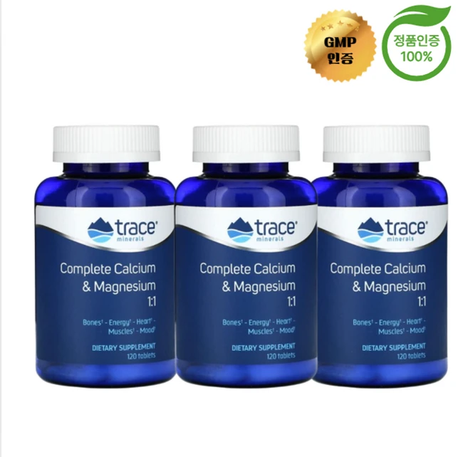 2+1 트레이스 컴플리트 칼슘 마그네슘 1:1 비율 120정, 3개, 120회분 - 쿠팡