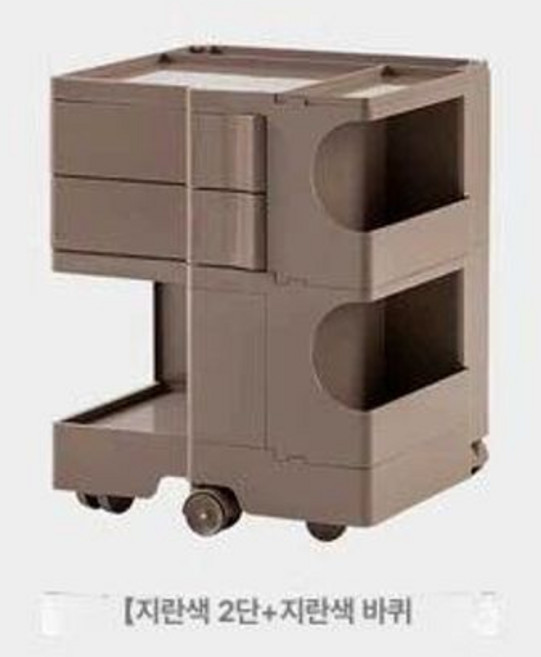 보비트롤리 360도 이동식 회전 웨건 서랍 인테리어, 1개, 지란색 2단