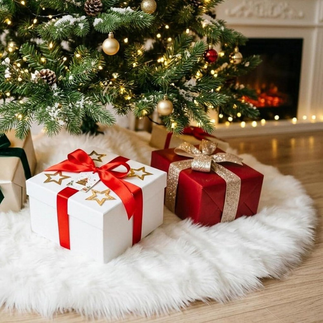 CHICHIC 36 inch Christmas Tree Skirt Faux Fur Xmas Tree Skirt Christmas Decorations Holiday Tree O