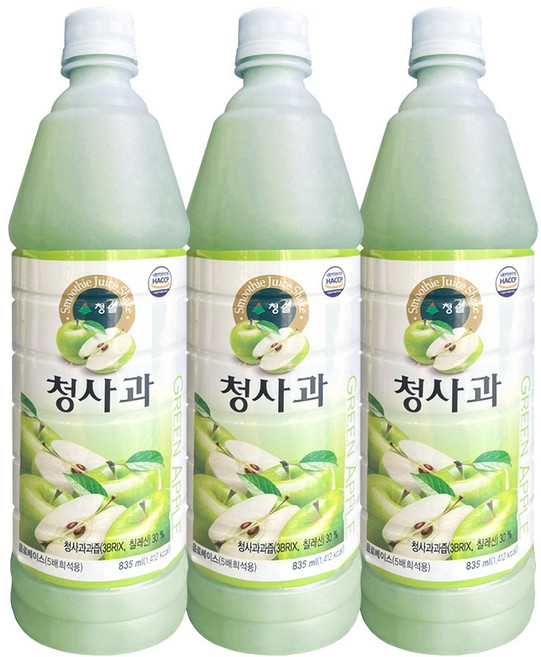 청솔 청사과 음료 원액, 835ml, 3개