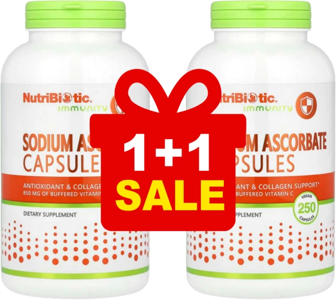 [1+1] 뉴트리바이오틱 이뮨 비건 아스코르브산 나트륨 결정질 베지 캡슐 250정 / 해외직구 미국정품, 2개 - 쿠팡