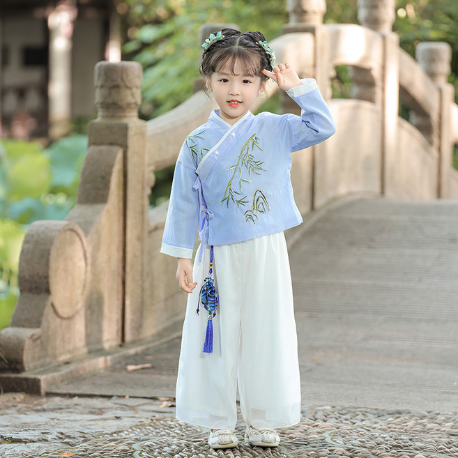 DFMEI 兒童漢服春秋裝男女童中國風古裝秋季表演古風唐裝六一演出服套裝