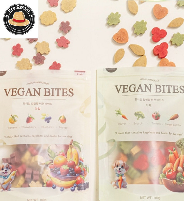 프로센터 럽앤힐 비건 바이츠 간식 8종 야채 과일 저알러지 강아지건강간식 말랑한강아지간식 칭찬간식, 과일믹스 (딸기·망고·바나나·블루베리)