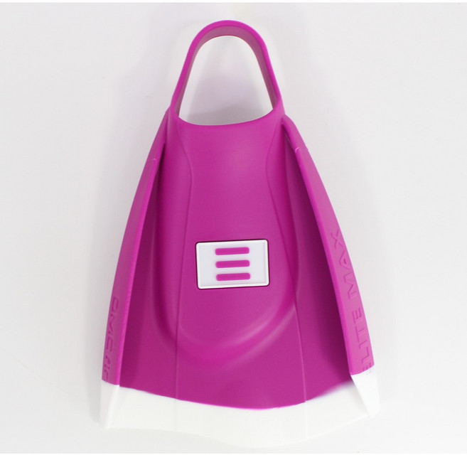 DMC 엘리트 맥스 숏핀 화이트 오리발 + 메쉬백 + 스트랩, 퍼플