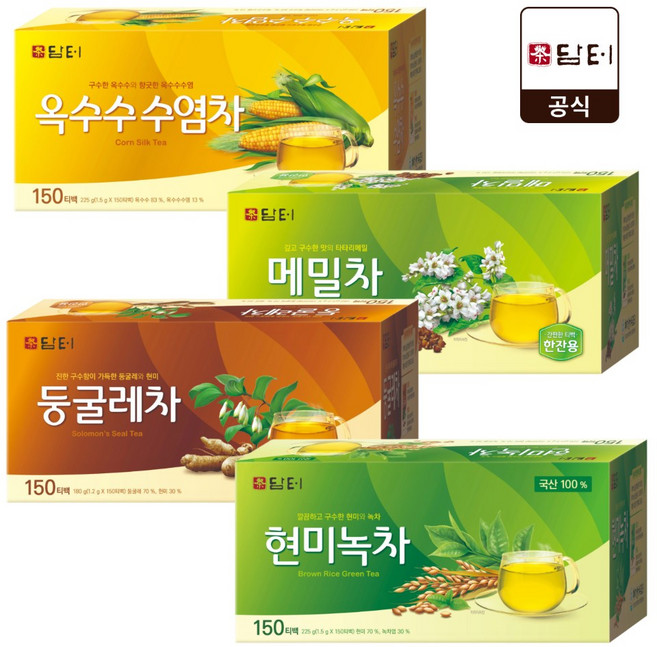 담터 둥굴레차 150T+옥수수수염차 150T+메밀차 150T+현미녹차 150T 총 600T, 1개, 1.5g