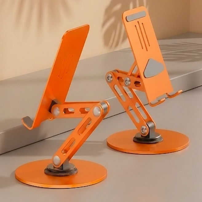 에브리센스 풀메탈 3단 접이식 탁상용 핸드폰 태블릿 거치대, 1개, 오렌지, ESR-101