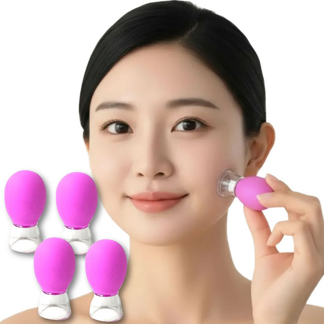 데일리앳 얼굴 V라인 주름케어 리프팅 마사지컵, 4개, 퍼플