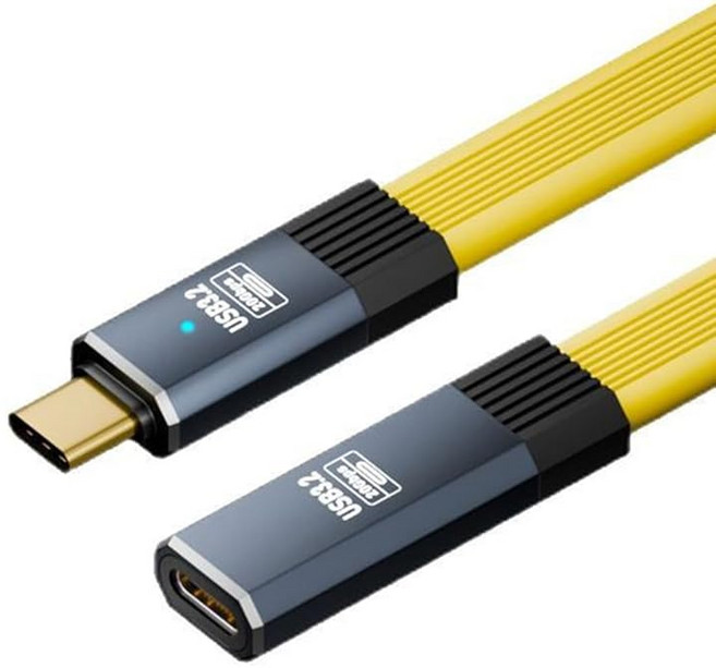 Xiwai USB4 연장 케이블 남성-여성 20Gbps 플랫 슬림 FPC 케이블 100W 8K 5K USB4.0 Type-C Thunderbolt3/4, 1개