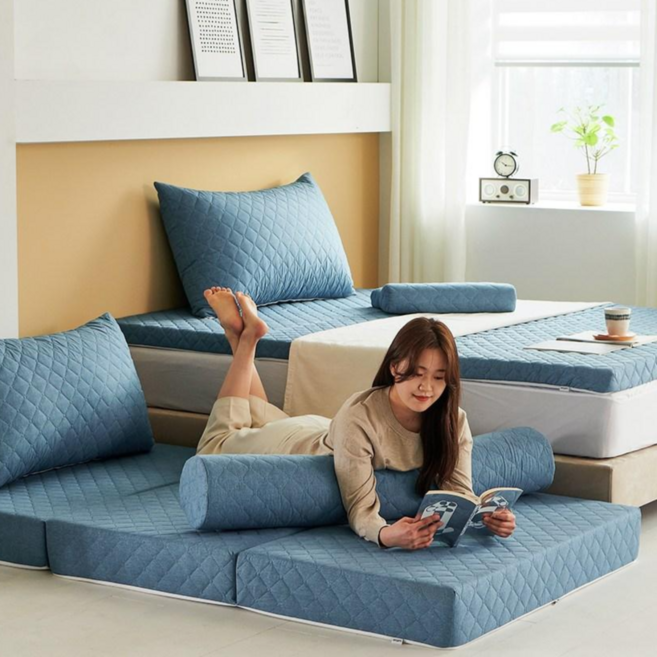 슬립존 2레이어 3단 접이식 토퍼 매트리스