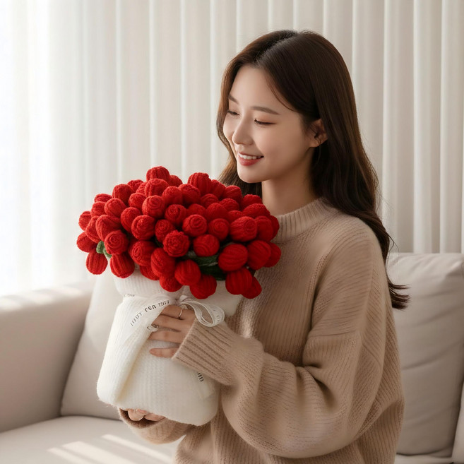 크림슨비콘 110cm꽃다발 담요 핸드메이드 완성품