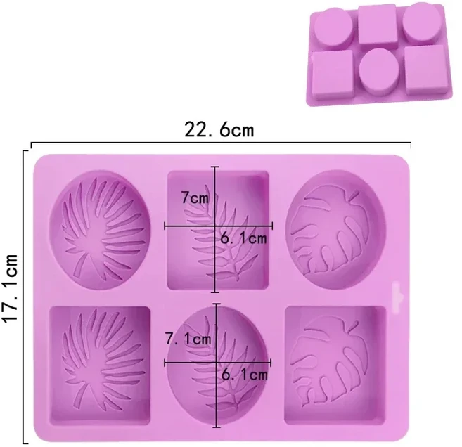 비누 만들기 재료 취미 인테리어 1/2pcs 사각형 및 둥근 잎 실리콘 금형 세트 DIY 수제 촛불 수지 석고 베이킹 케이크 장식 도구, [01] 1Pcs