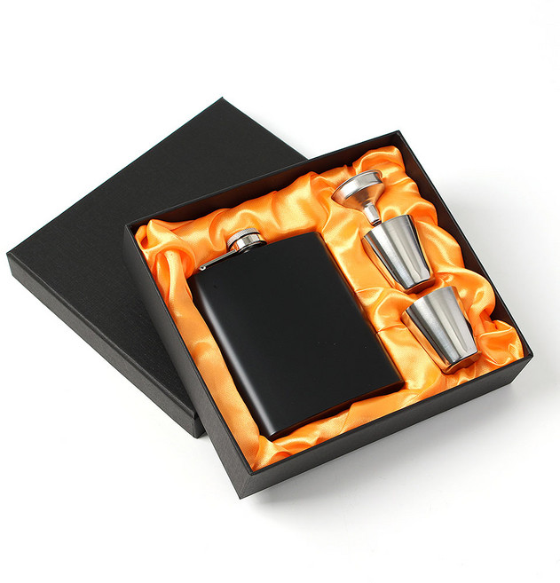 킹스트리 힙플라스크 세트 블랙 200ml, 상세페이지 참조, 1개