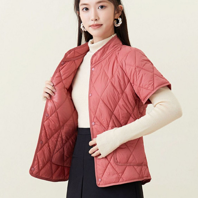 지고다그 여성 경량 패딩 베스트 하이넥 반팔 조끼 가을겨울 데일리 이너웨어 아우터 ZK8734