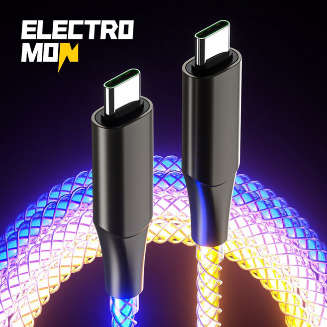 엠비언트 초고속 충전 케이블 C타입 to C타입 PD 60W, 1개, RGB, 1m