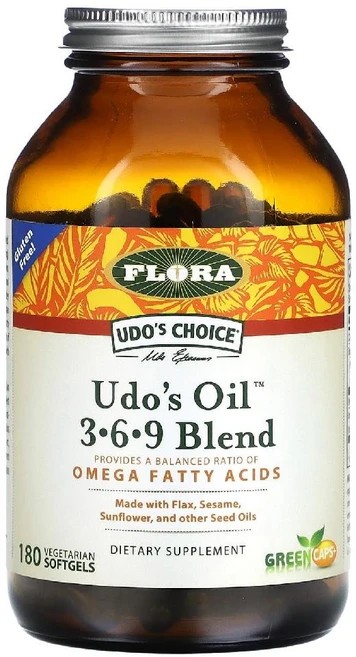 플로라 Udo's Choice Udo's Oil 369 블렌드 베지 소프트젤 180정, 1개 - 쿠팡