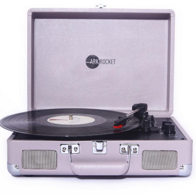 휴대용 블루투스 레코드 플레이어 축음기 레트로 LP판 빈티지, 그레이