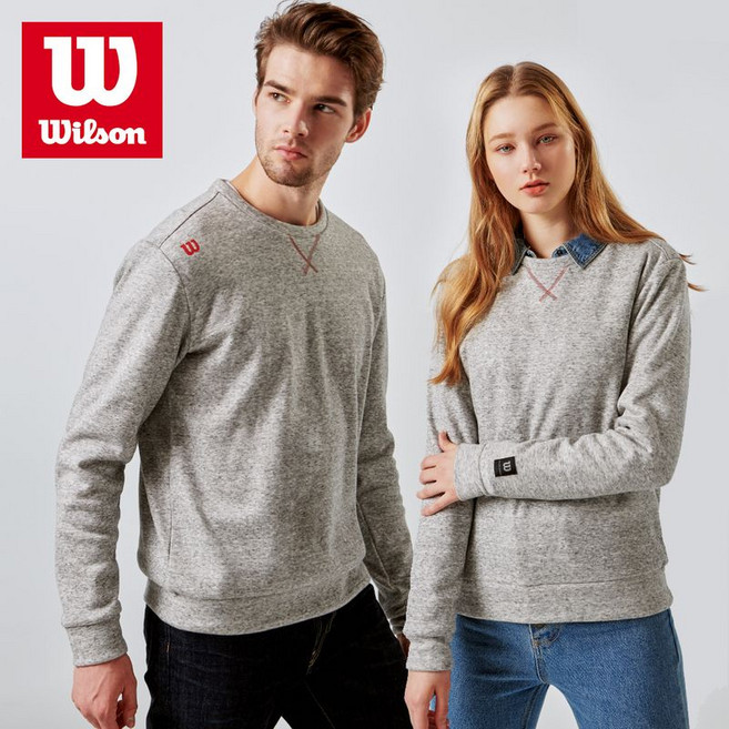 윌슨 맨투맨 1433 그레이 기모티셔츠 겨울티셔츠