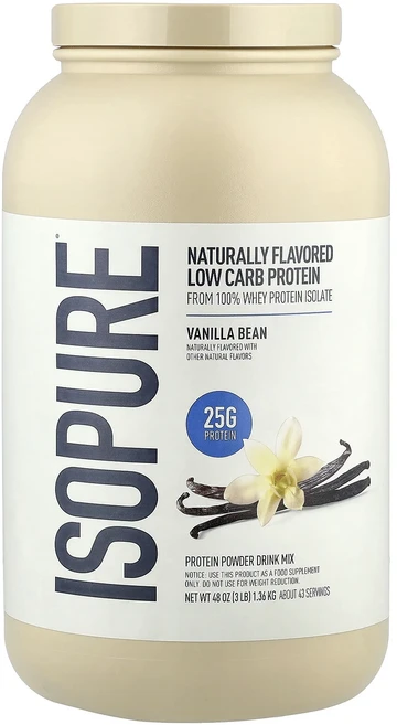Isopure 저탄수화물 단백질 파우더 바닐라빈 1.36kg(3lb), 1개 - 쿠팡