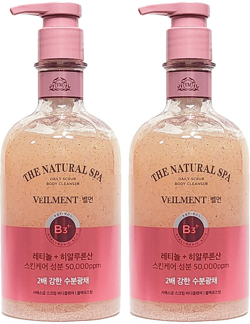 벨먼 내추럴 스파 스크럽 바디클렌져 블랙로즈&사해소금, 600g, 2개