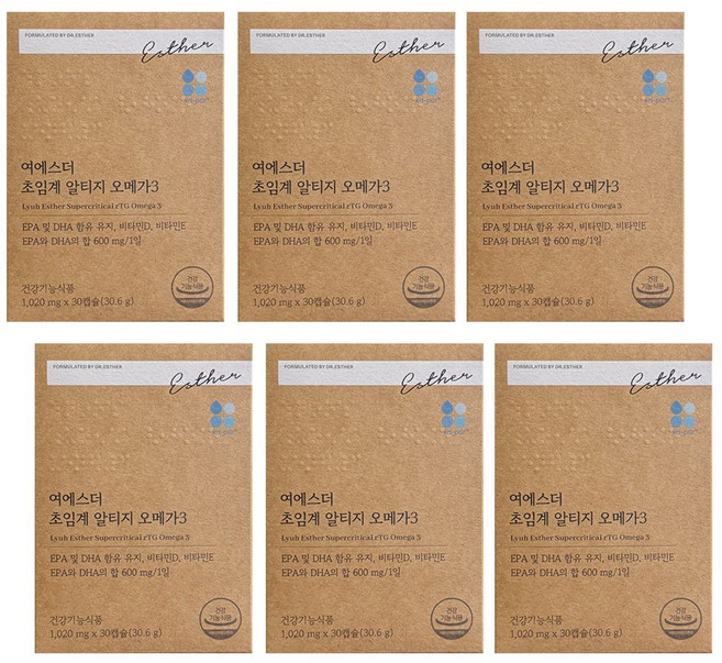 본사직영 여에스더 초임계 알티지 오메가3 1020mg, 30정, 6박스