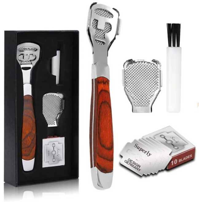 발캘러스 리무버 면도기 스크레이퍼 옥수수 큐티클 커터 죽은 피부 필러 제거 Rasp 파일 풋 케어 스크러버, 1개