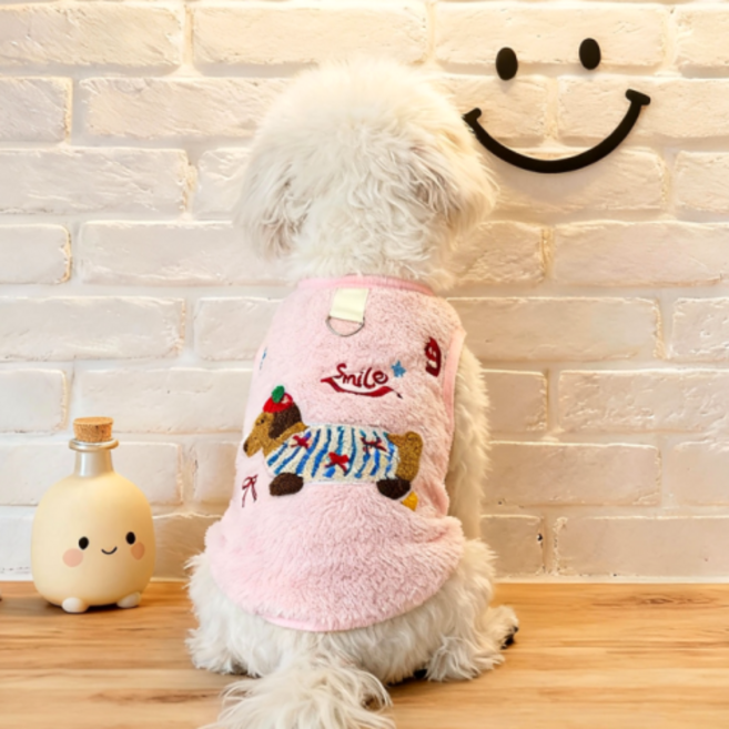 큐앤캐롯 강아지 후리스 뽀글이 티셔츠 강아지옷 겨울옷 플리스, 1개, 핑크