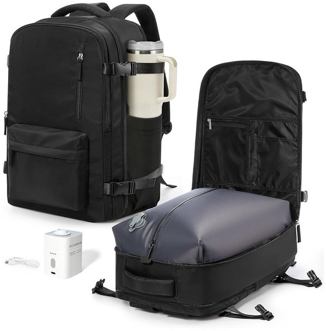 VGCUB 대형 여행 작업 비즈니스 백팩 기내용 승인 노트북 여성용 남성용 Mochila de Viaje 퓨어 핑크. 라지 389579, XXL, B13-블랙-펌프 포함