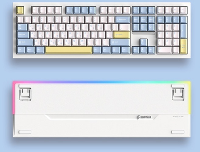 SPM PL108W 목새 풀배열 유무선 저소음 기계식 키보드 사무용 베이비 블루, 독자규격 스위치