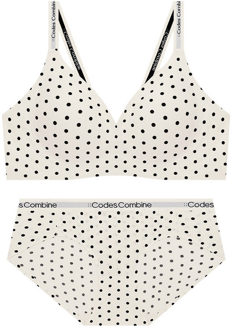 크림도트 볼륨일체형 심리스 노와이어 브라팬티세트