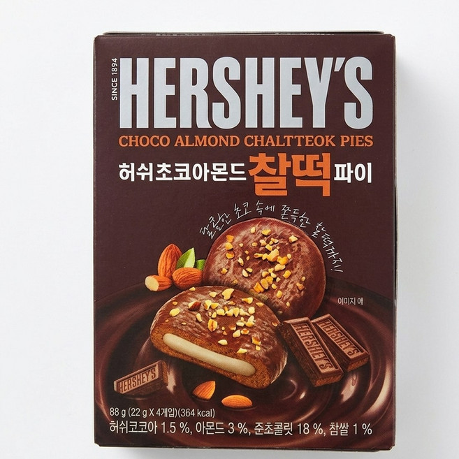 허쉬 초코아몬드 찰떡 파이, 88g, 6개
