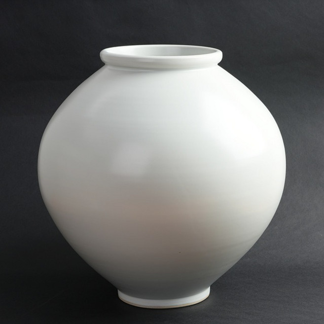 박수재 수공예 달항아리 반무광 5호 40cm 소품 화병 풍수지리