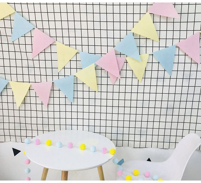 삼각 가랜드 5종 펠트지 부직포 생일파티 가랜드, 삼각가랜드[모던블루]