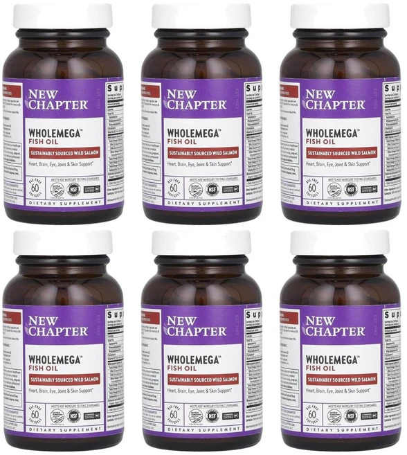 New Chapter Wholemega Fish Oil 뉴챕터 홀메가 피쉬오일 소프트젤, 60정, 6개 - 쿠팡