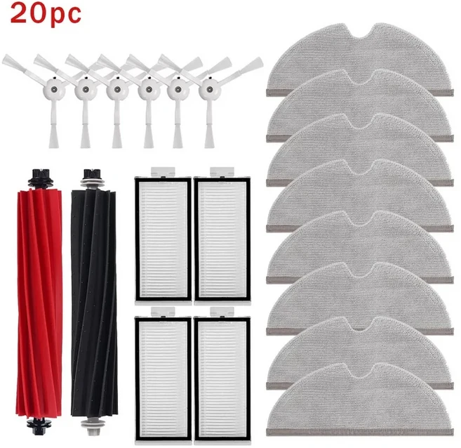 Roborock Q8 MaxQ8 PlusQ5 ProQ5 필터와 호환되는 천 부품 메인 사이드 브러시 먼지 봉투, 01 20pc set