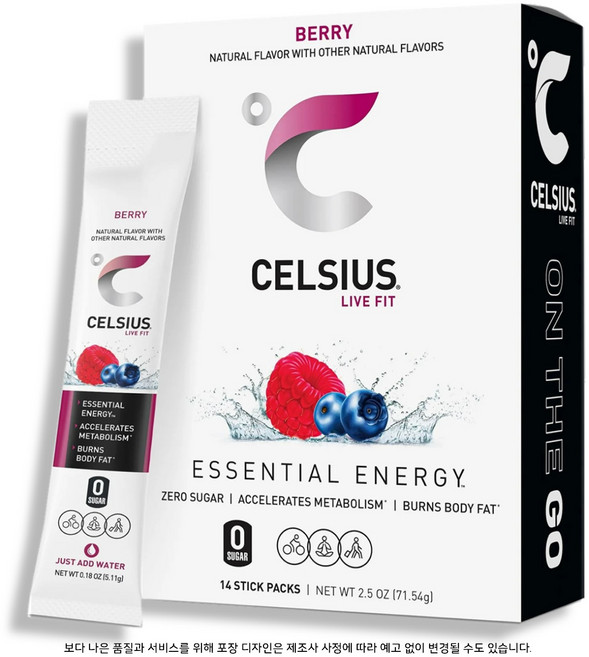 Celsius 셀시어스 온더고 에너지 파우더 무설탕 베리맛 14스틱, 1개