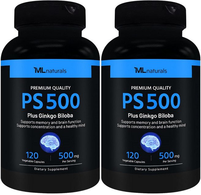 [미국빠른직구] 신제품 마이라이프 내추럴스 PS 500 (포스파티딜세린 500mg + 징코 빌로바), 2개, 120정
