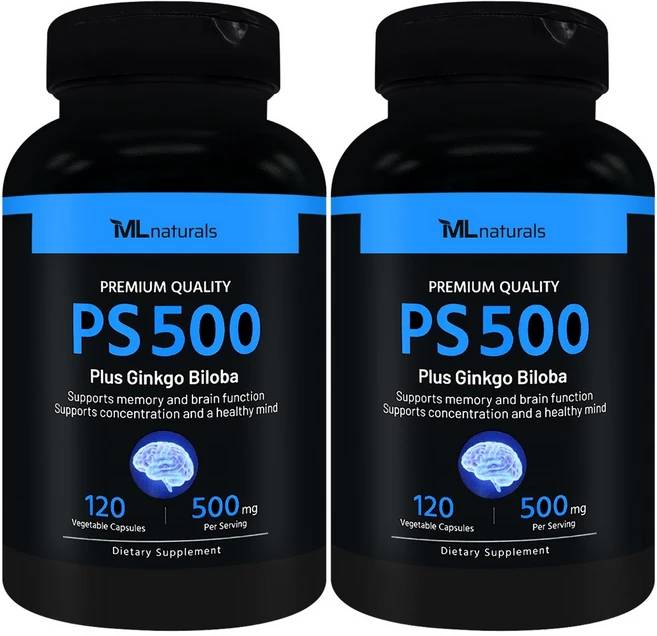 [미국빠른직구] 신제품 마이라이프 내추럴스 PS 500 (포스파티딜세린 500mg + 징코 빌로바), 2개, 120정 - 쿠팡