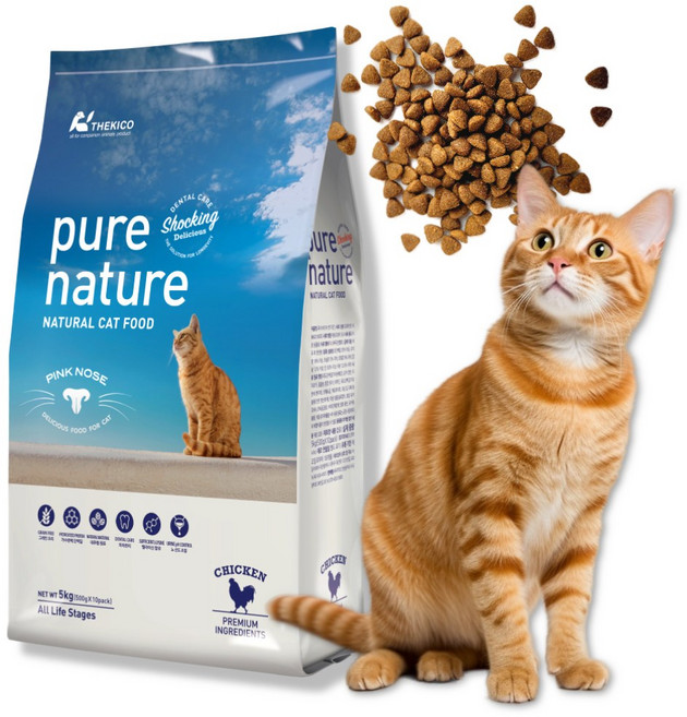 퓨어네이쳐 캣 가수분해 고양이 치석 제거 사료, 5kg, 1개, 가수분해닭, 사료샘플 400g, 퓨어네이쳐 캣 치킨