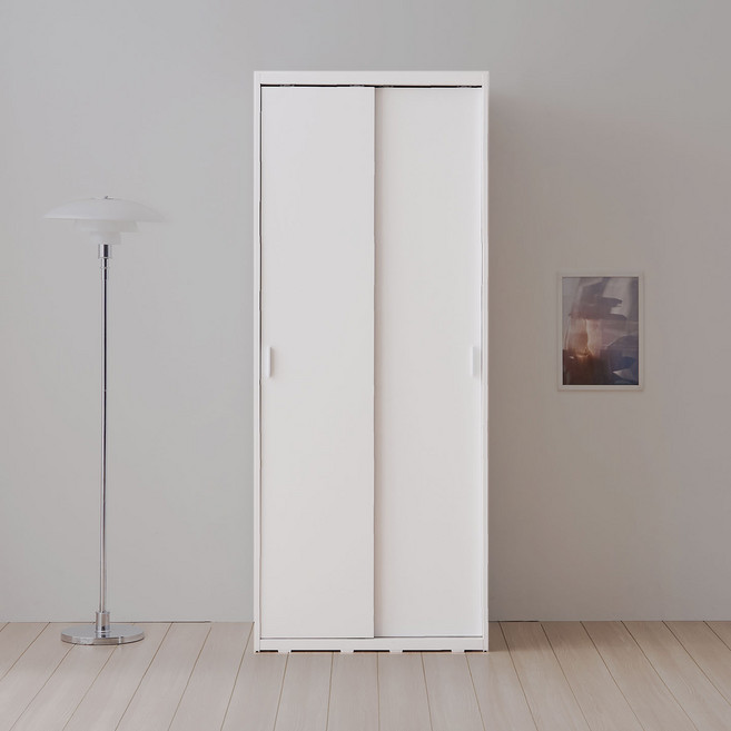 라자가구 위드 뉴빅 슬라이딩 옷장 800 행거형, 화이트