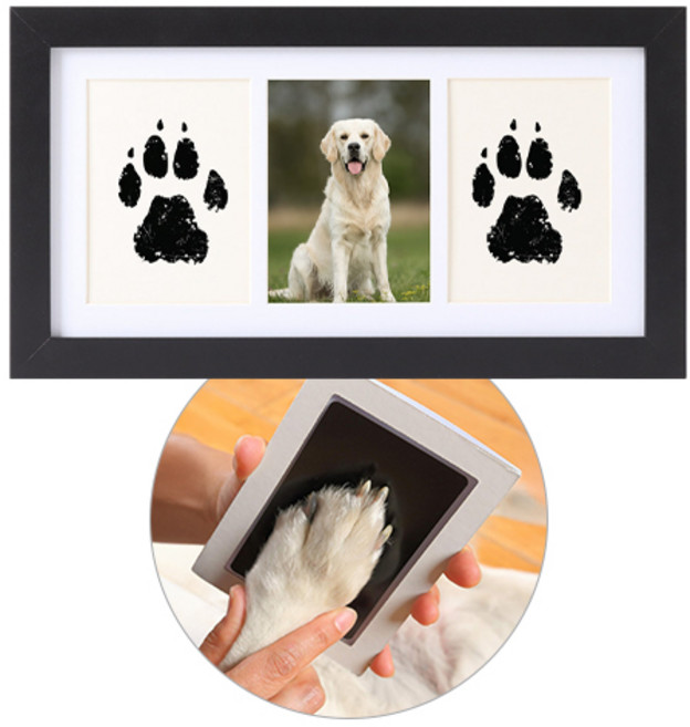 Ozingg 강아지 고양이 발도장 액자, 1개, 블랙
