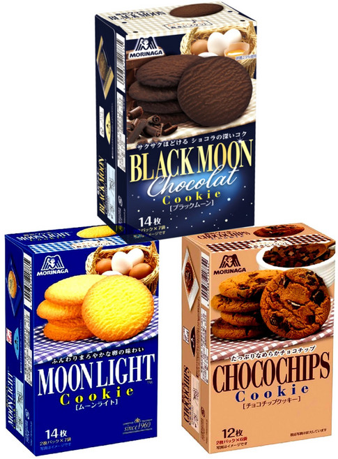 모리나가 (문라이트비스킷+초코칩쿠키+블랙쿠키) 3개 113g