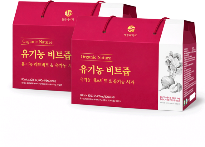 일등네이처 유기농 무가당 비트즙 100% 사과비트즙 비트주스, 80ml, 60개