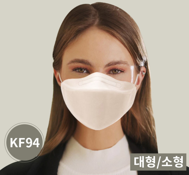 KF94 더조은 황사방역용 화이트 마스크 대형 소형 식약처허가 귀 편한, 1개, 1개입