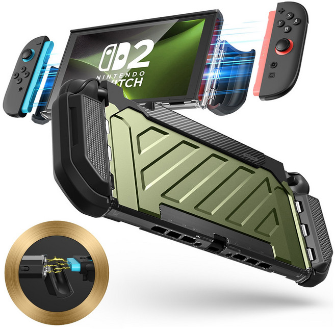 닌텐도 스위치2 케이스 SUPCASE 원터치 조이콘 장탈착 구조 케이스, 1개, 다크그린, UB Pro