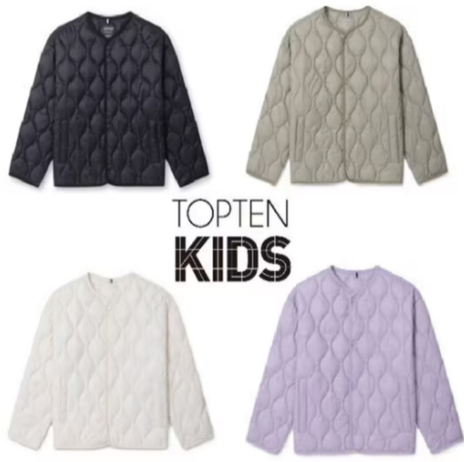 (백화점매장출고) 탑텐키즈 공용 경량패딩 간절기 동절기 따뜻한 보온성우수 심플디자인 초등학생 등하교 어린이 겨울 야외활동 아우터