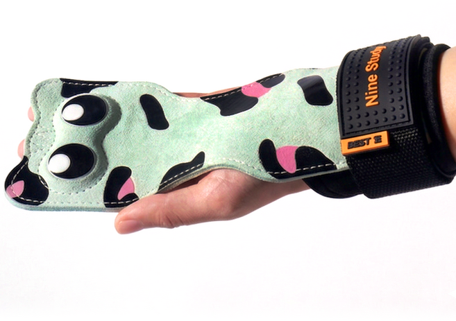 슈아미 러블리 캣 그립 프로 여성 헬스 리프팅 스트랩 양손 손바닥 손목 보호, 1세트, 오렌지그린