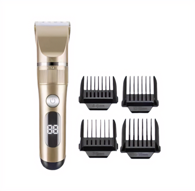 德國進口電動理髮器電推剪家用成人電推子剃頭刀自己剪嬰兒電推子, 【香檳金】數顯標配+備用刀頭+平剪:如圖