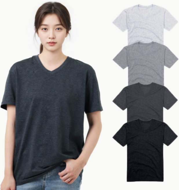 반팔 30수 V넥 브이넥 무지티 남녀공용 S~3XL 베이직 기본 데일리룩