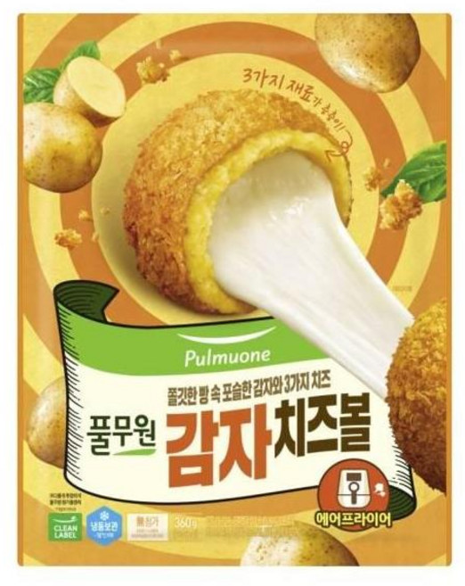 야식 간식 풀무원 쫄깃한 빵 감자 모짜렐라 크림 프로볼로네 3종 치즈 볼, 4개, 360g
