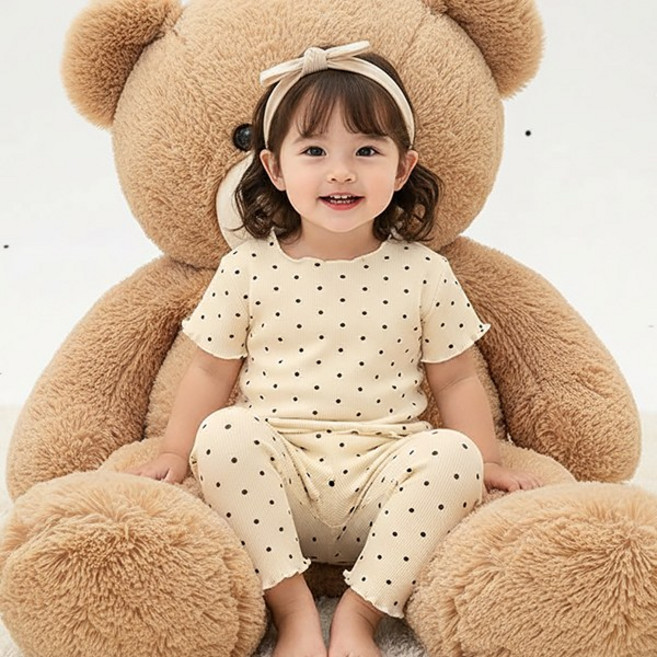 [KC인증] 몽실이 잔도트 골지 실내복 귀여운 여아 남아 반팔 홈웨어 세트